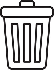 Simple outline icon of a trash can for waste disposal and recycling concepts