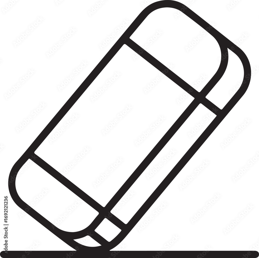 Poster simple line art icon of a rectangular eraser on a white background
