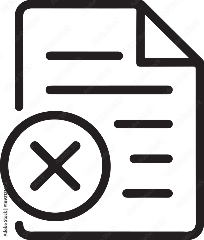 Poster document with a red cross symbol indicating rejection or error