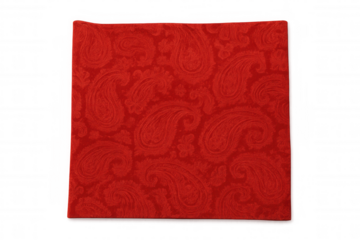Red fabric with paisley pattern isolated on transparent background, offering versatile design possibilities