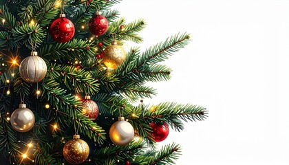 Festive Christmas Tree Decorated with Ornaments and Lights