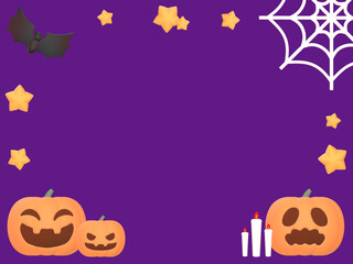 賑やかなハロウィンの3Dイラストフレーム背景