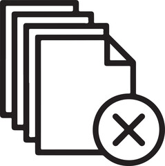 Icon representing deleted or removed documents with a cross symbol