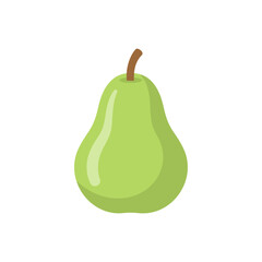 Green Pear Fruit with Brown Stem Illustration