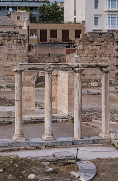 Ancient pillars of the roman agora in athens