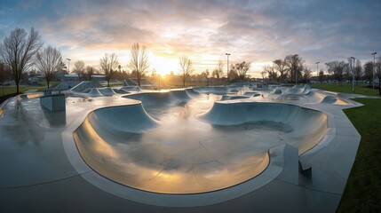 スケートパーク全景・朝の静けさ