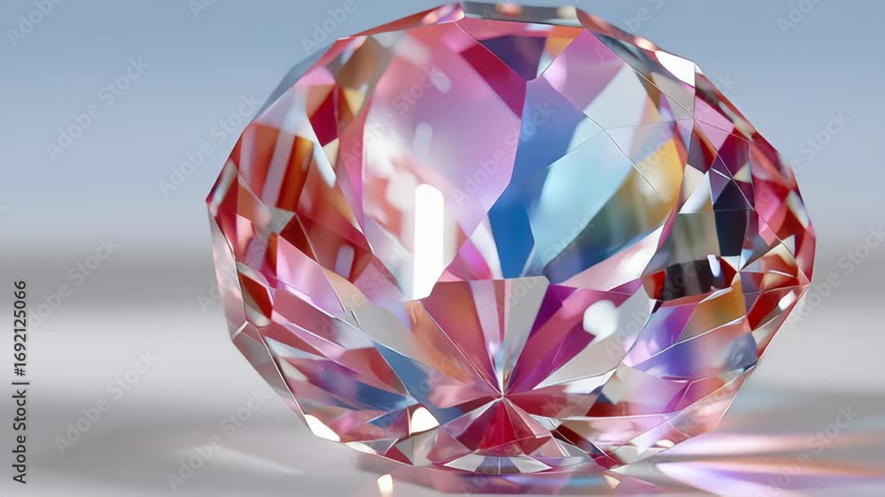 Poster brilliantly cut gemstone reflecting vibrant colors, showcasing intricate facets and light play, tran