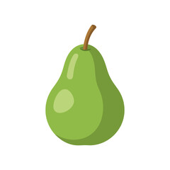 Cartoon Green Pear with Brown Stem Illustration