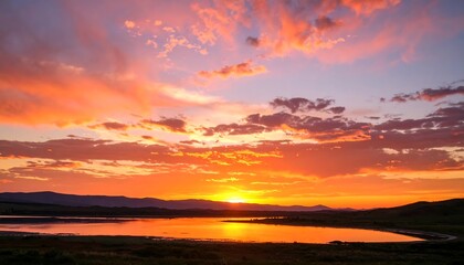 Serene sunset over a tranquil lake (6)