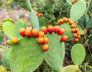 Prickly pear cactus with fruits