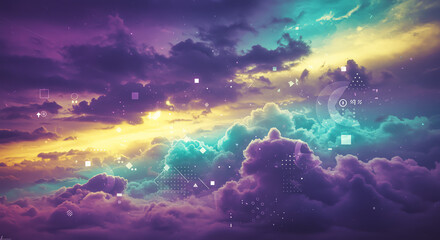 Colorful clouds dreamscape aesthetic background digital graphics