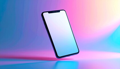 Modern Smartphone Display Blank Screen with Gradient Background for Digital Design and Technology