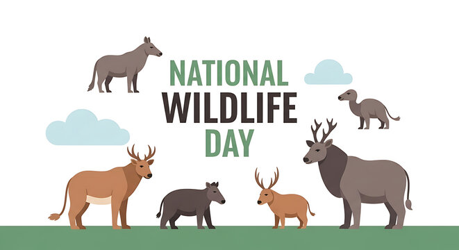 Diverse Collection of Animals Celebrating National Wildlife Day Illustration