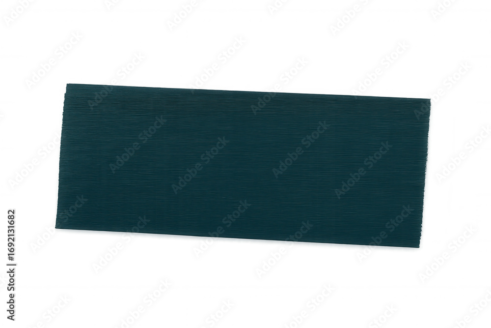 Poster textured dark green rectangular paper casting subtle shadows, resting against transparent backdrop w