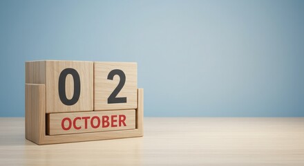 Wooden perpetual calendar displays October 2nd, perfect for time tracking, planning, and event reminders in a clean,