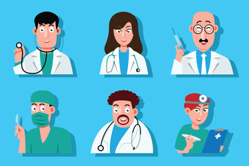 Doctor Characters Vector Illustration Set