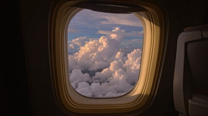 Flight through clouds at sunset captures the beauty of aviation soaring high above the horizon with striking colors illuminating the sky