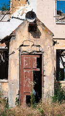 ruined street and destroyed houses in Kiev war in Ukraine