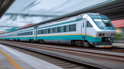 Naklejka premium Red subway train approaching platform in urban station during cloudy day with large windows showcasing city view