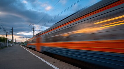 Red subway train approaching platform in urban station during cloudy day with large windows showcasing city view