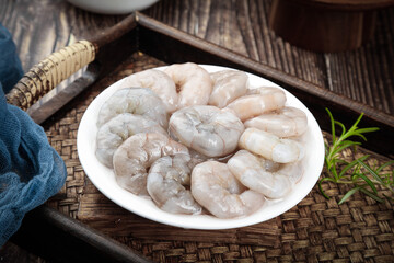 Fresh Raw Shrimp on Plate - Qingdao Seafood Ingredients for Cooking