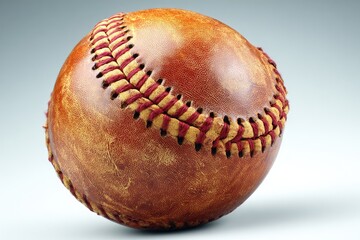 Close-up of a worn, leather baseball