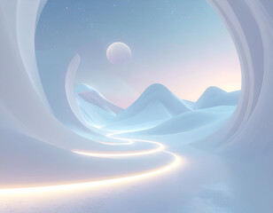 Futuristic Observatory: Pastel Gradient Landscape