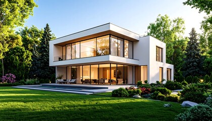 Modern house in a landscaped garden