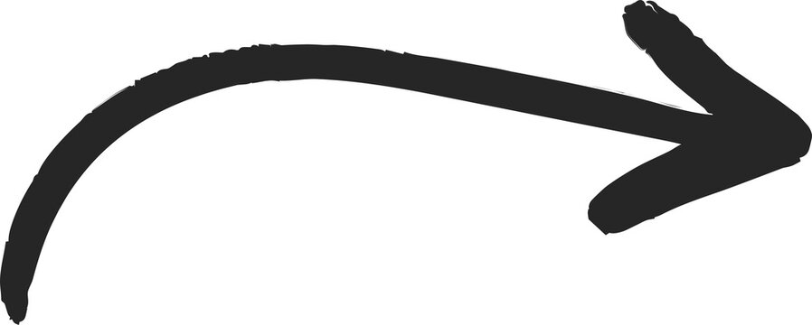 Arrow icon PNG on transparent background. Hand drawn sketch style arrow illustration for infographic, web design, business presentation, growth chart, direction symbol, vector element