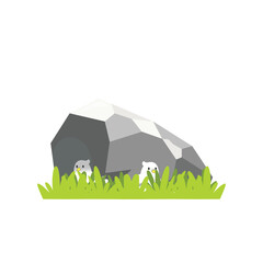 Long Stone with Two Birds Vector Illustration