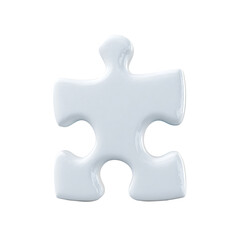 Obraz premium A glossy white puzzle piece stands out against a stark transparent background representing connection completion and solving challenges