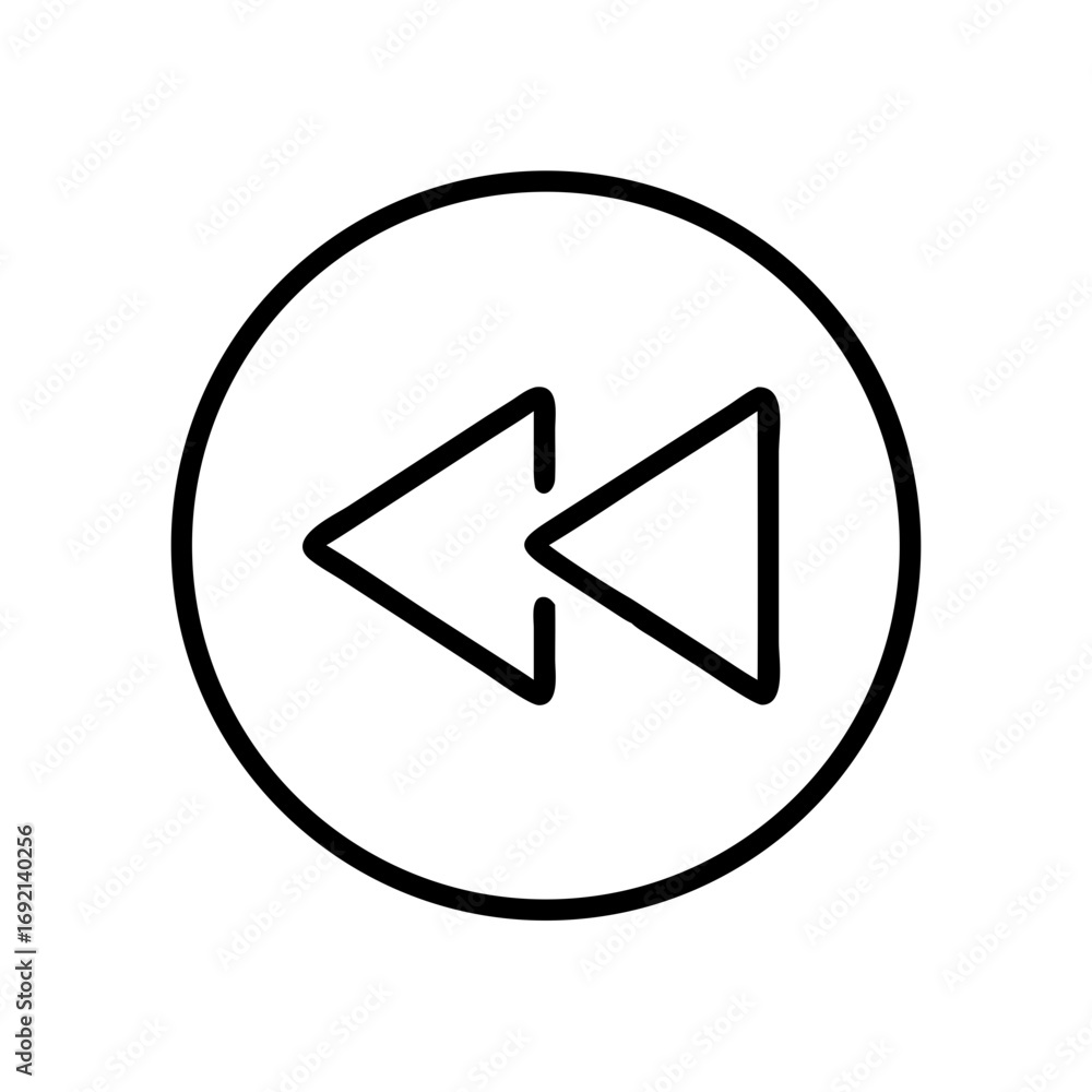Poster rewind button icon in minimalistic style with clear lines