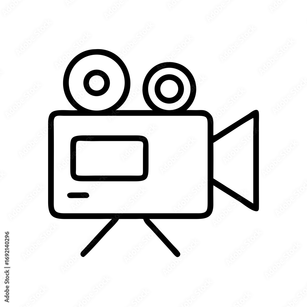 Poster video camera in minimalist design with simple lines and shapes