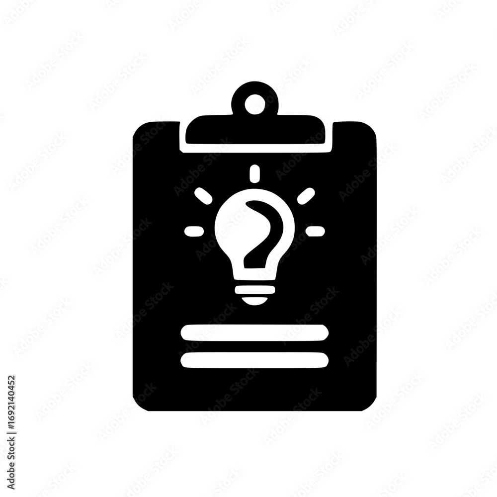 Poster innovation clipboard vector with light bulb icon for concept notes brainstorming sessions and idea r
