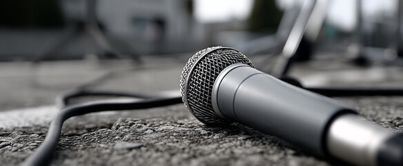 Outdoor Microphone on Concrete