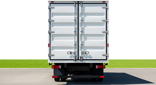 Rear View of a White Delivery Truck on the Road - Powered by Adobe