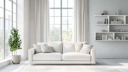 Fototapeta premium White living room interior