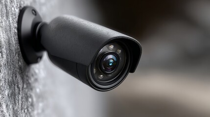 Outdoor security camera mounted on a wall