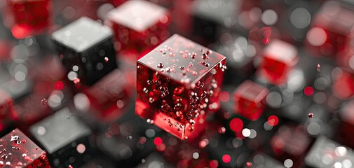 Red and black translucent cubes in a digital abstract