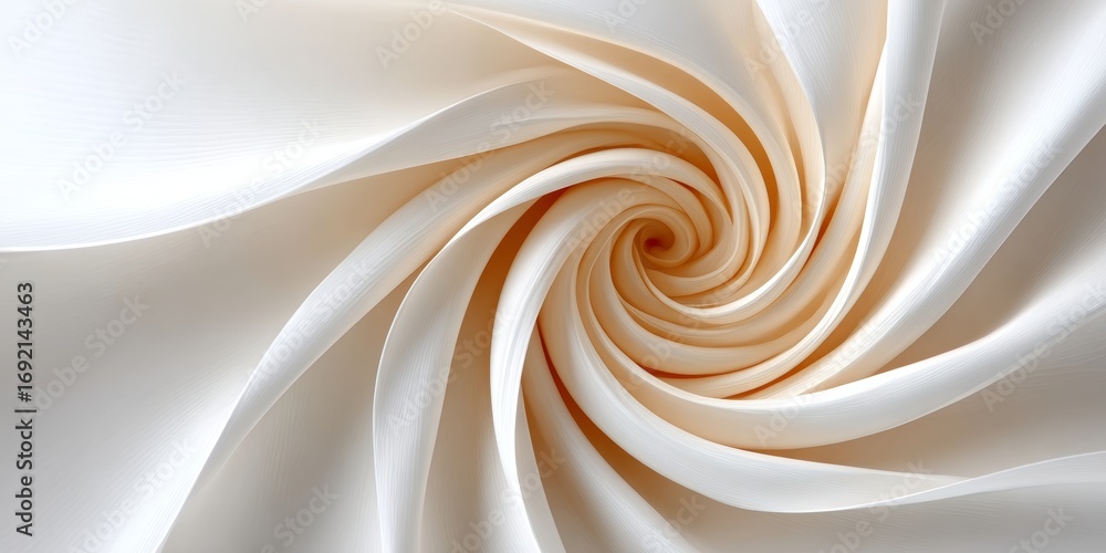 Poster elegant abstract swirl pattern in cream white tones with circular arrangement for background