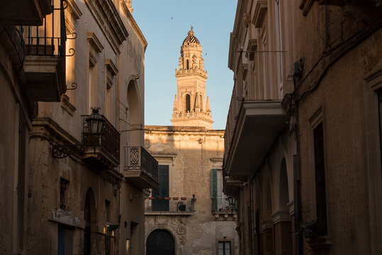 Historic architecture in Lecce during golden hour