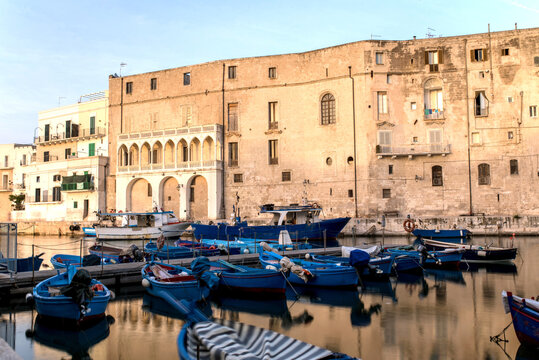 Charming evening scene in Monopoli, Puglia harbor