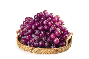 Fresh Red Purple Grapes in Wicker Basket - Healthy Organic Fruit for Nutrition and Wellness
