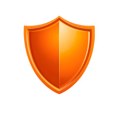 Orange shield emblem with a simple design against a black background