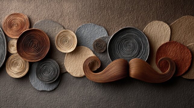 Paper swirl mustache and circles for Father's Day