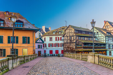 Obraz premium Old town Strasbourg city skyline, cityscape of France