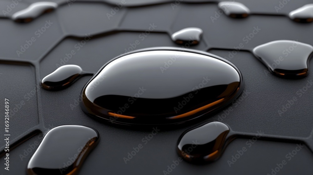Poster liquid drops shine on geometric patterns, creating stunning textures for modern art and design