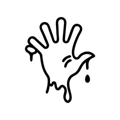 Obraz premium Bloody Handprint Splatter Icon One Line Art