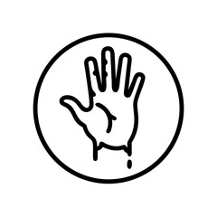 Obraz premium Bloody Handprint in Circle Frame One Line Art Icon