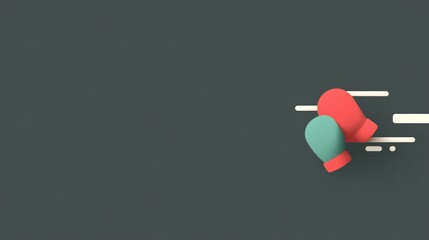 Minimalist Colored Boxing Gloves on Dark Background